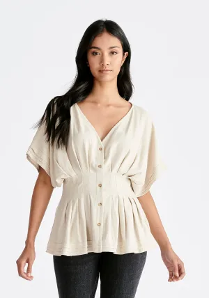 Linen Blend Button Blouse