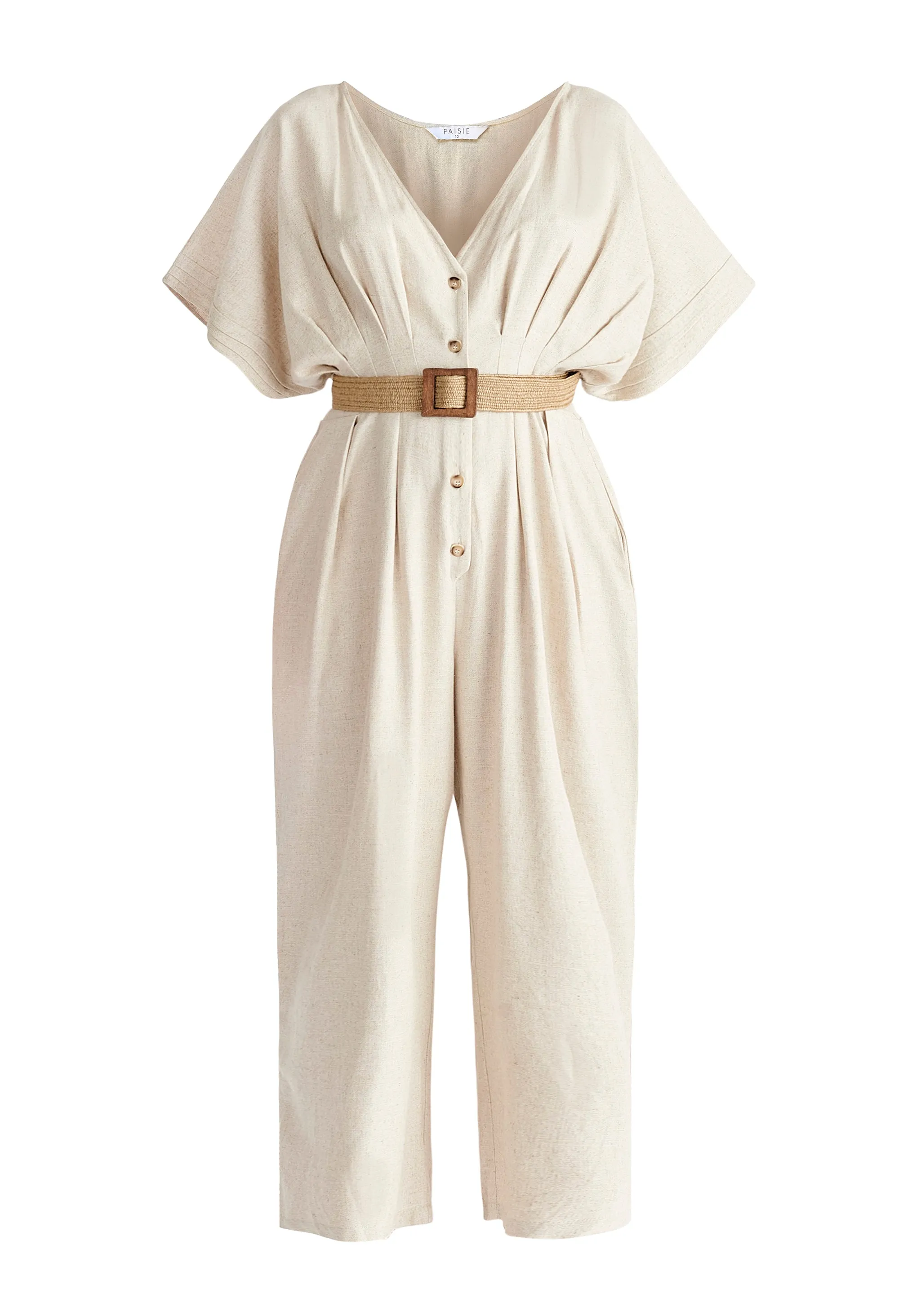 Linen Blend Button Jumpsuit