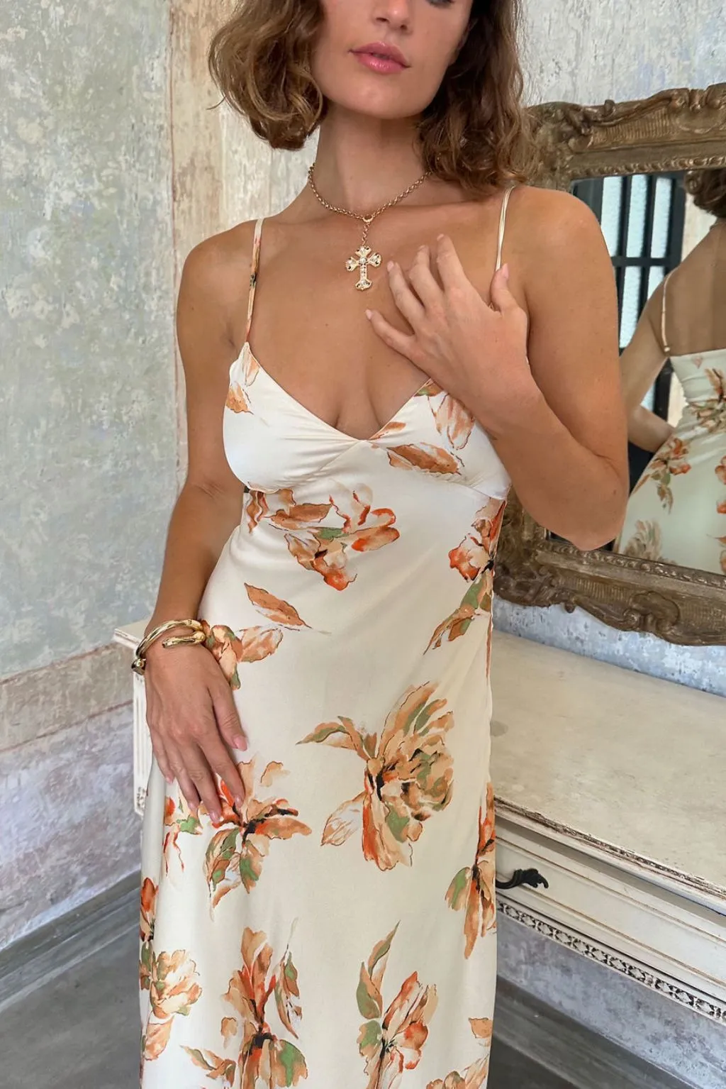 Palma Cream Floral Maxi Dress