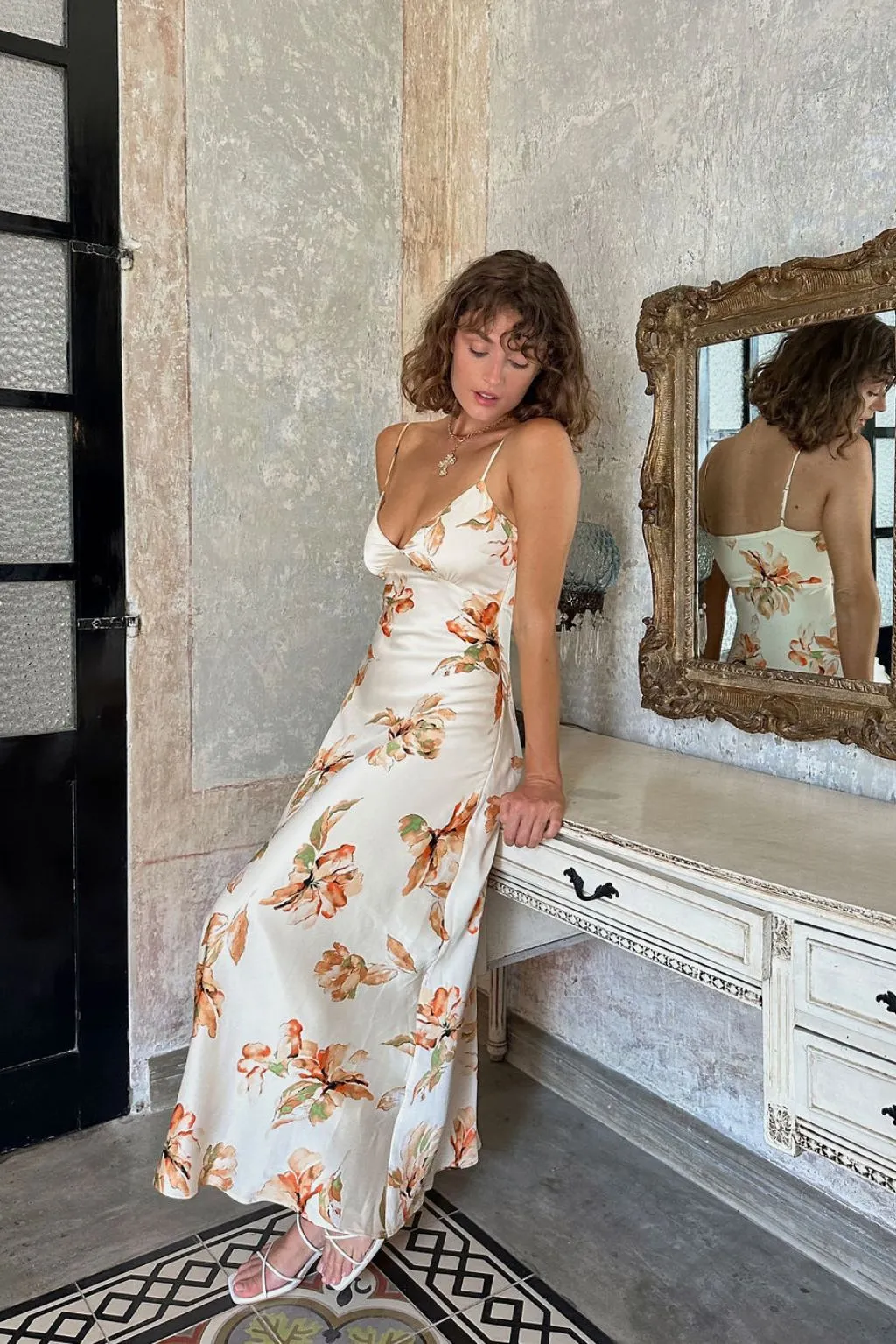 Palma Cream Floral Maxi Dress