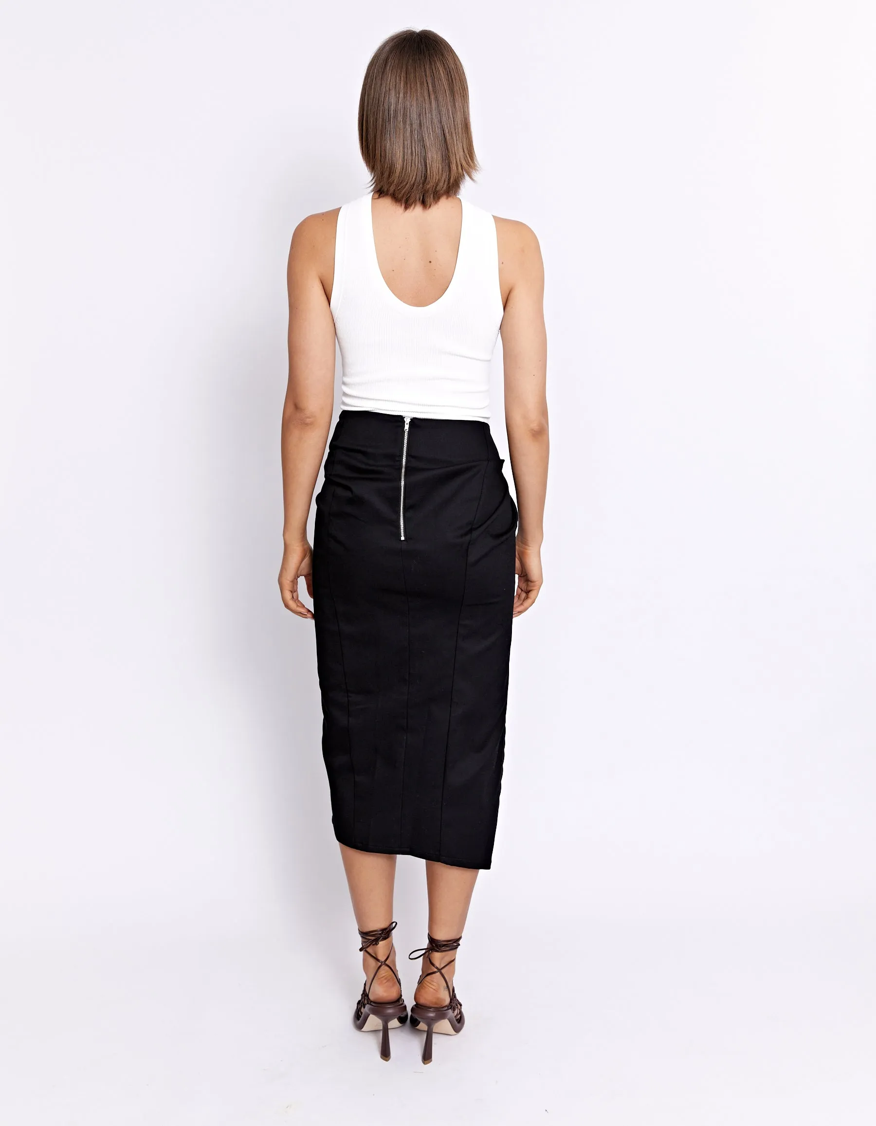 PARKS MIDI SKIRT | BLACK