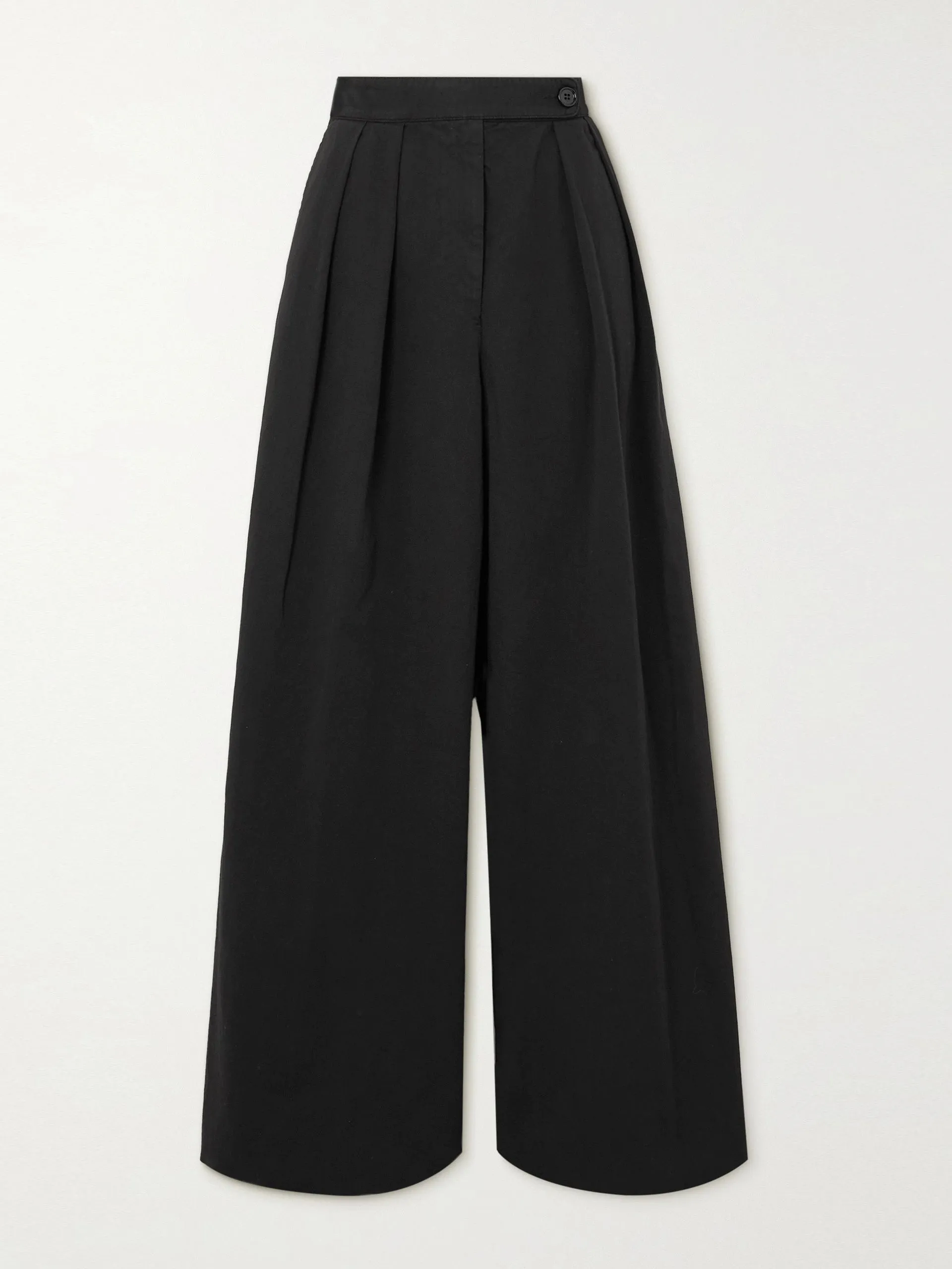 Pleated cotton-twill wide-leg trousers