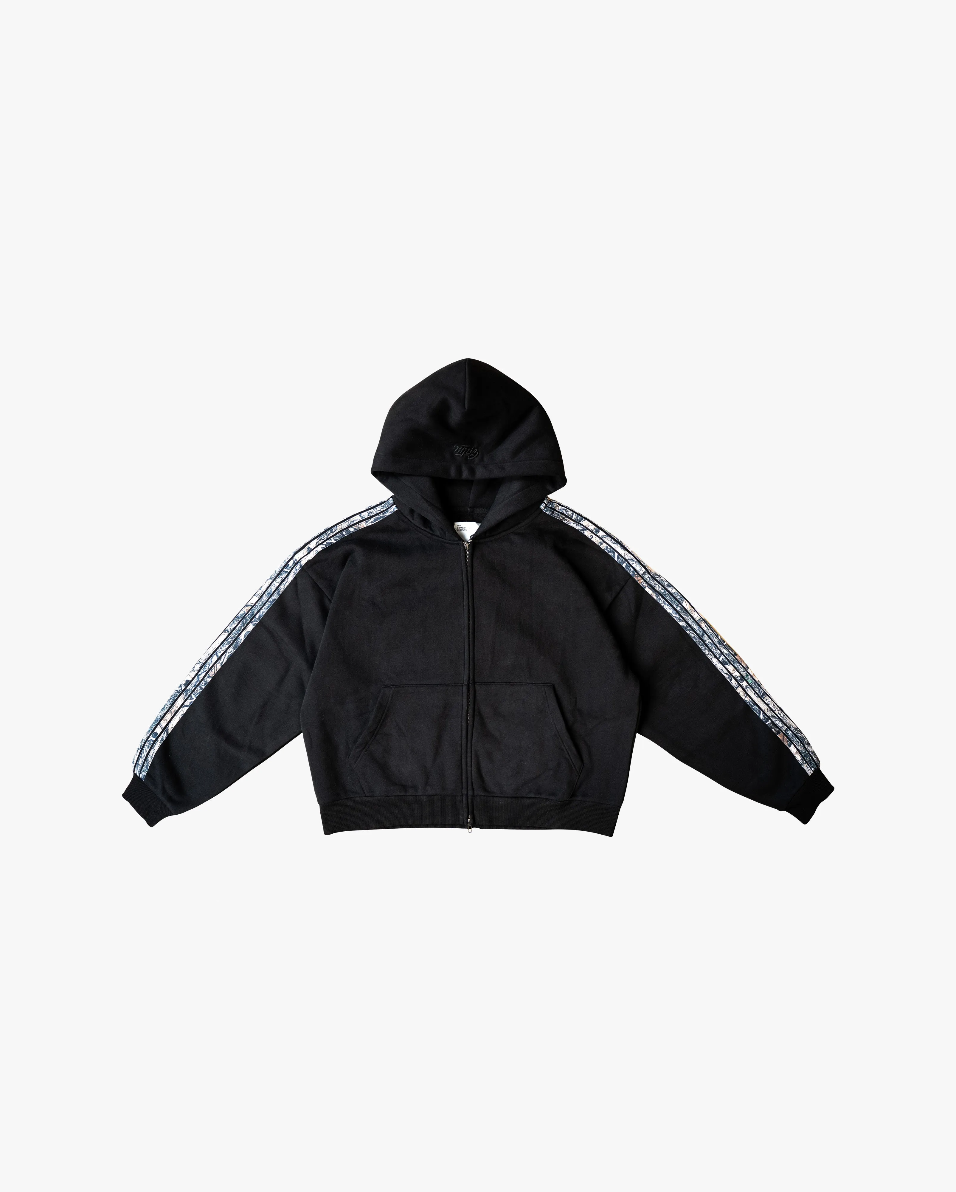 REAL CAMO STRIPED ZIP UP HOODIE - BLACK