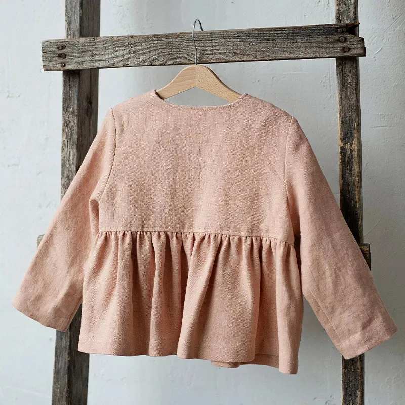 Retro Ruffled Solid Blouse