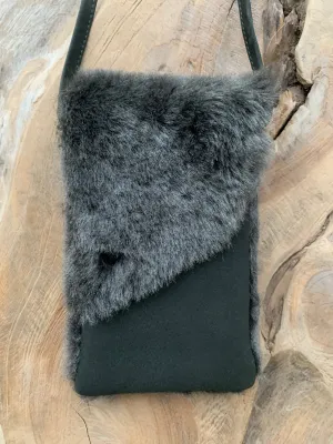 Shearling / Leather Phone Bag