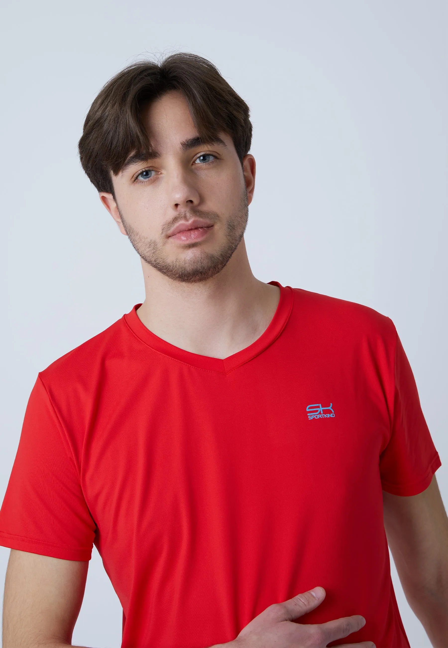 Tennis T-Shirt V-Neck, red