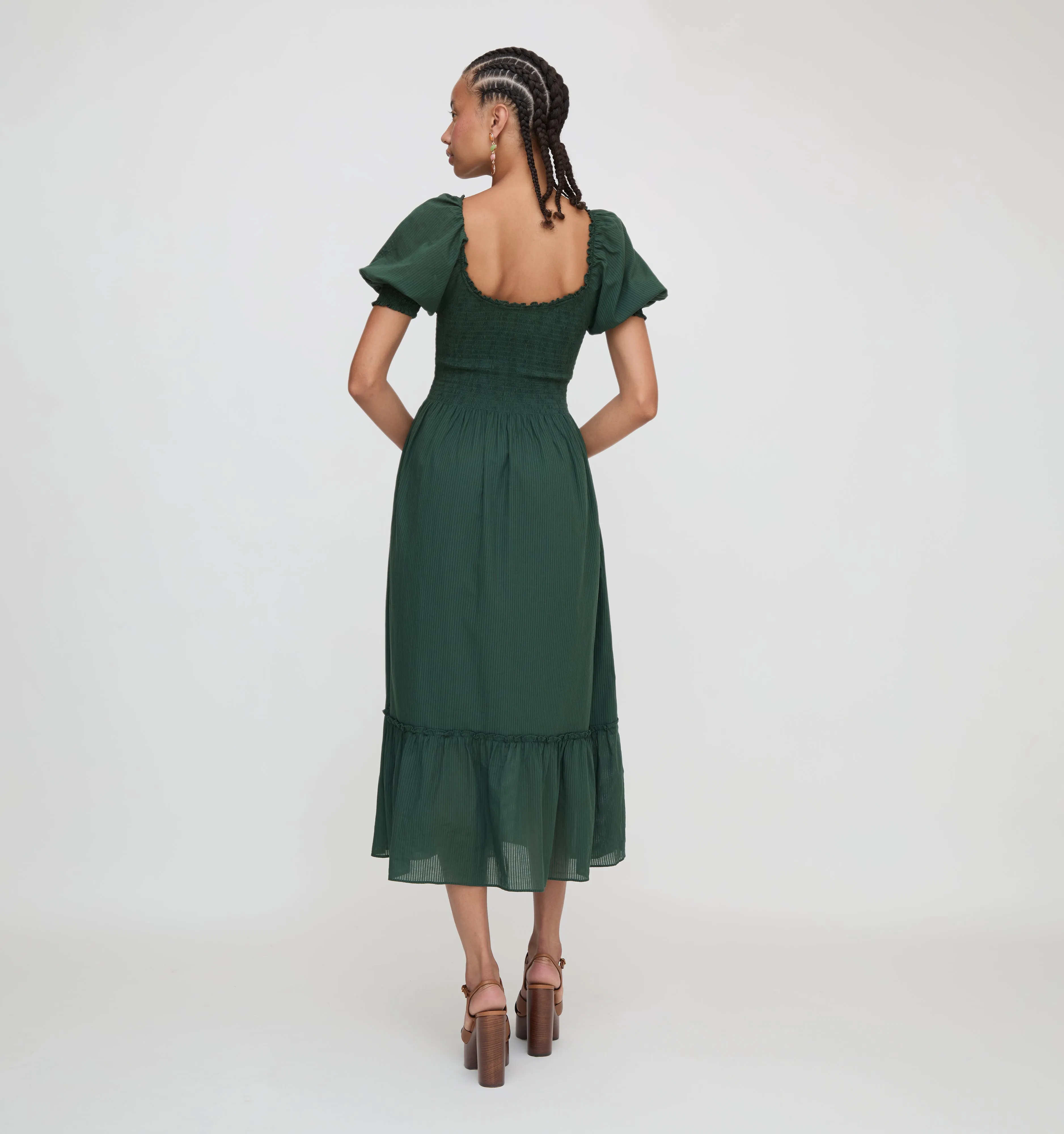 The Louisa Nap Dress - Green Shadow Stripe