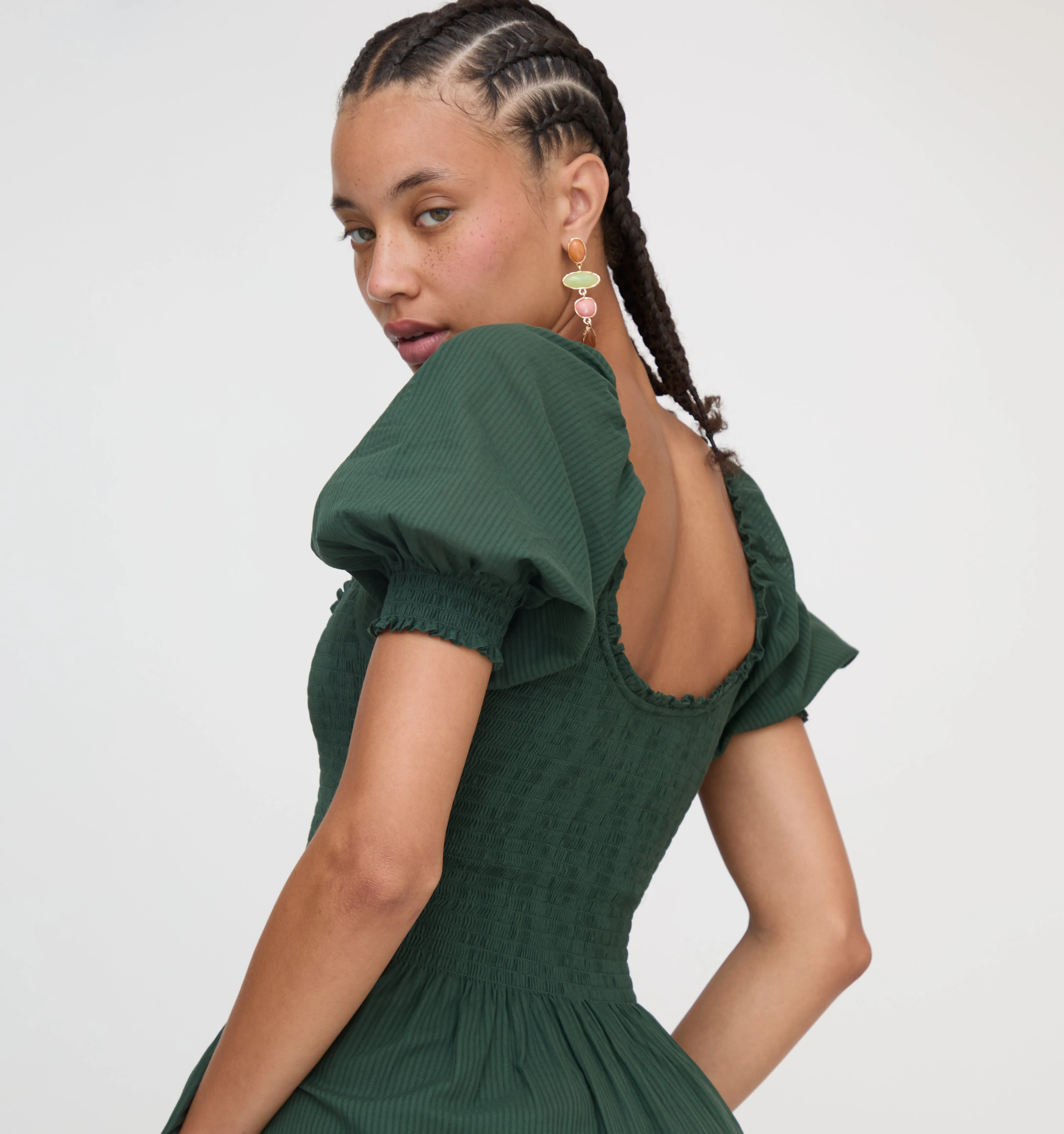 The Louisa Nap Dress - Green Shadow Stripe