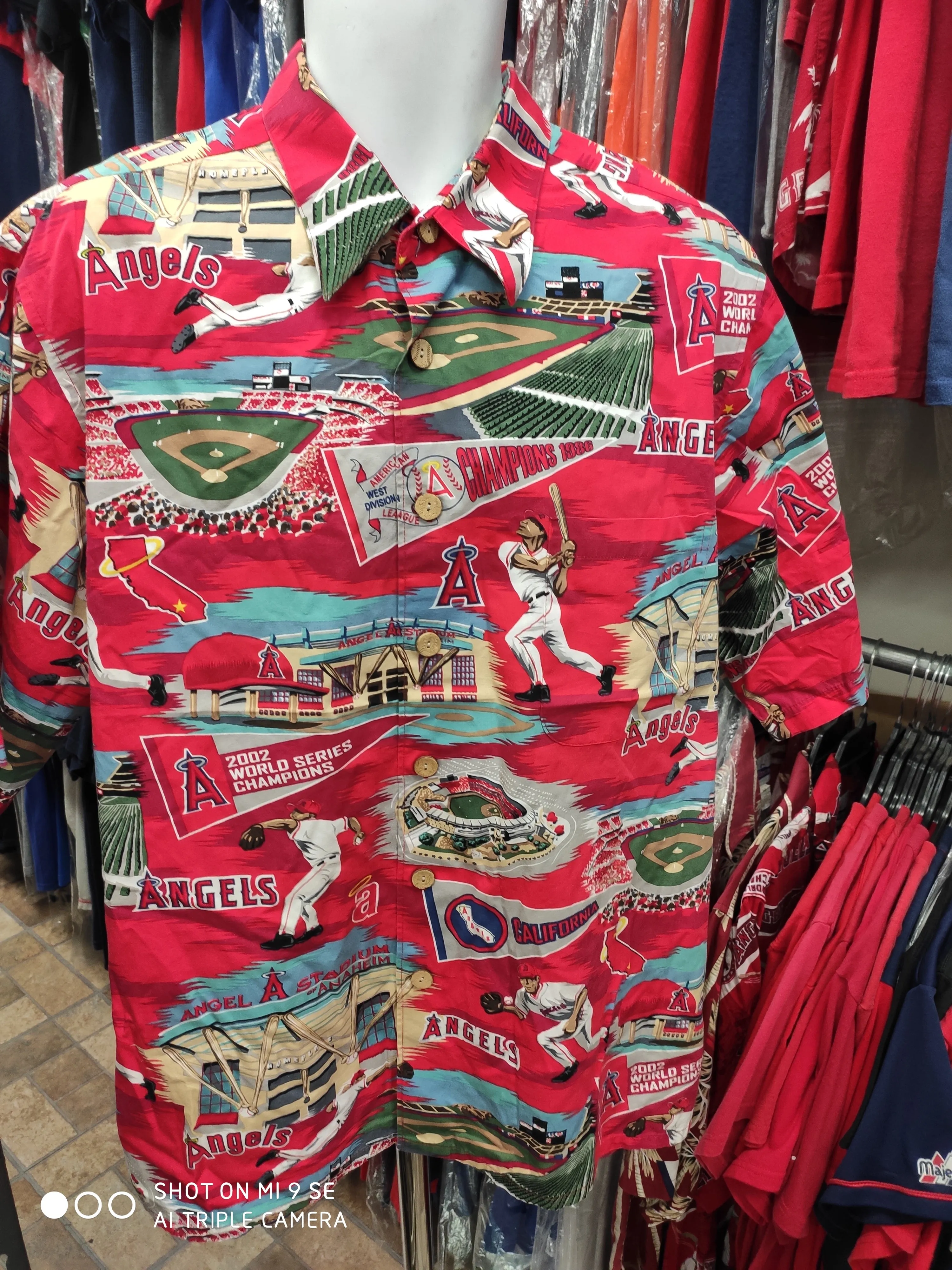 Vtg '02 ANAHEIM ANGELS MLB World Series Reyn Spooner Hawaiian Shirt XL