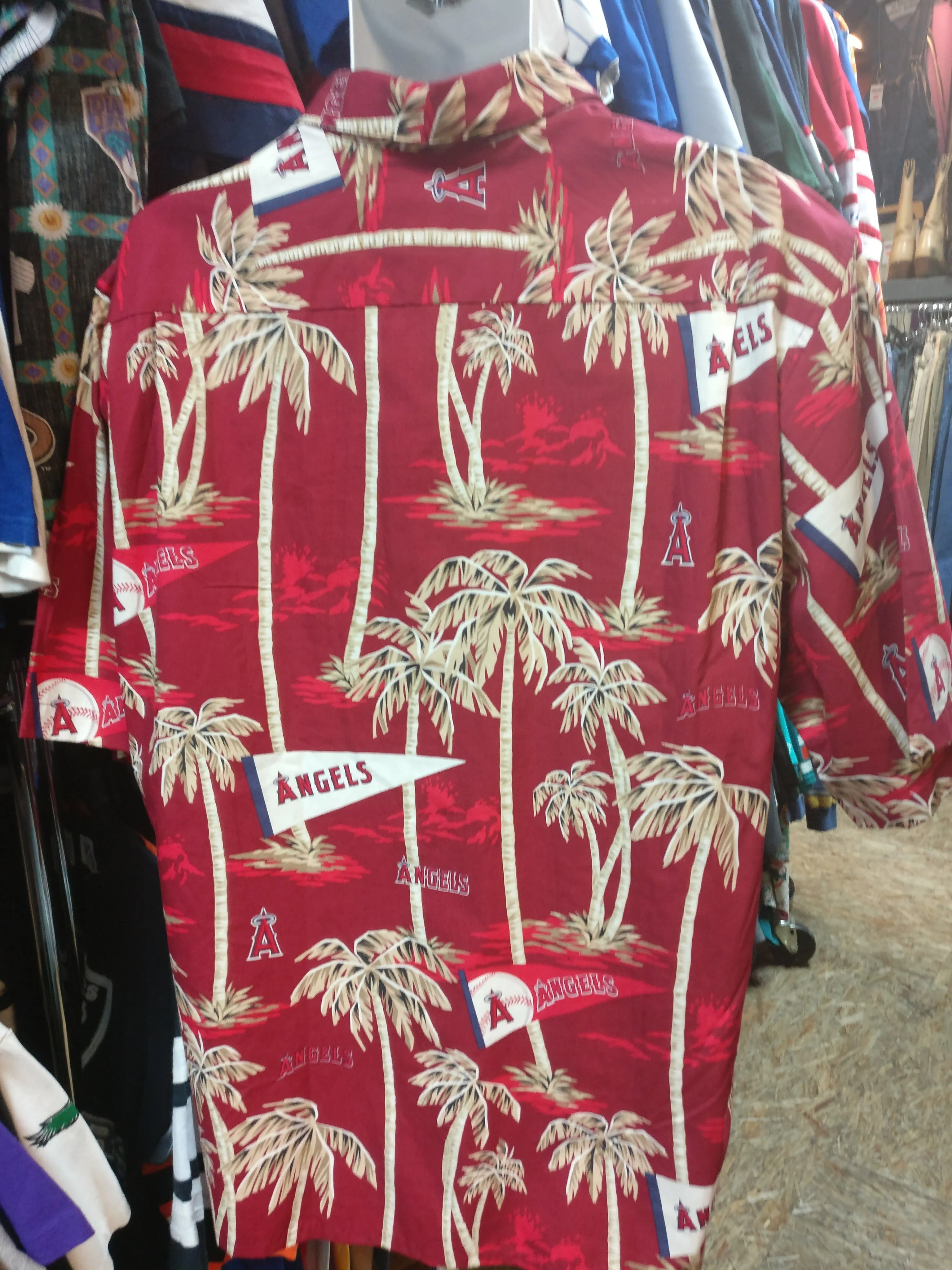 Vtg ANAHEIM ANGELS MLB Reyn Spooner Cotton Hawaiian Shirt XL Deadstock