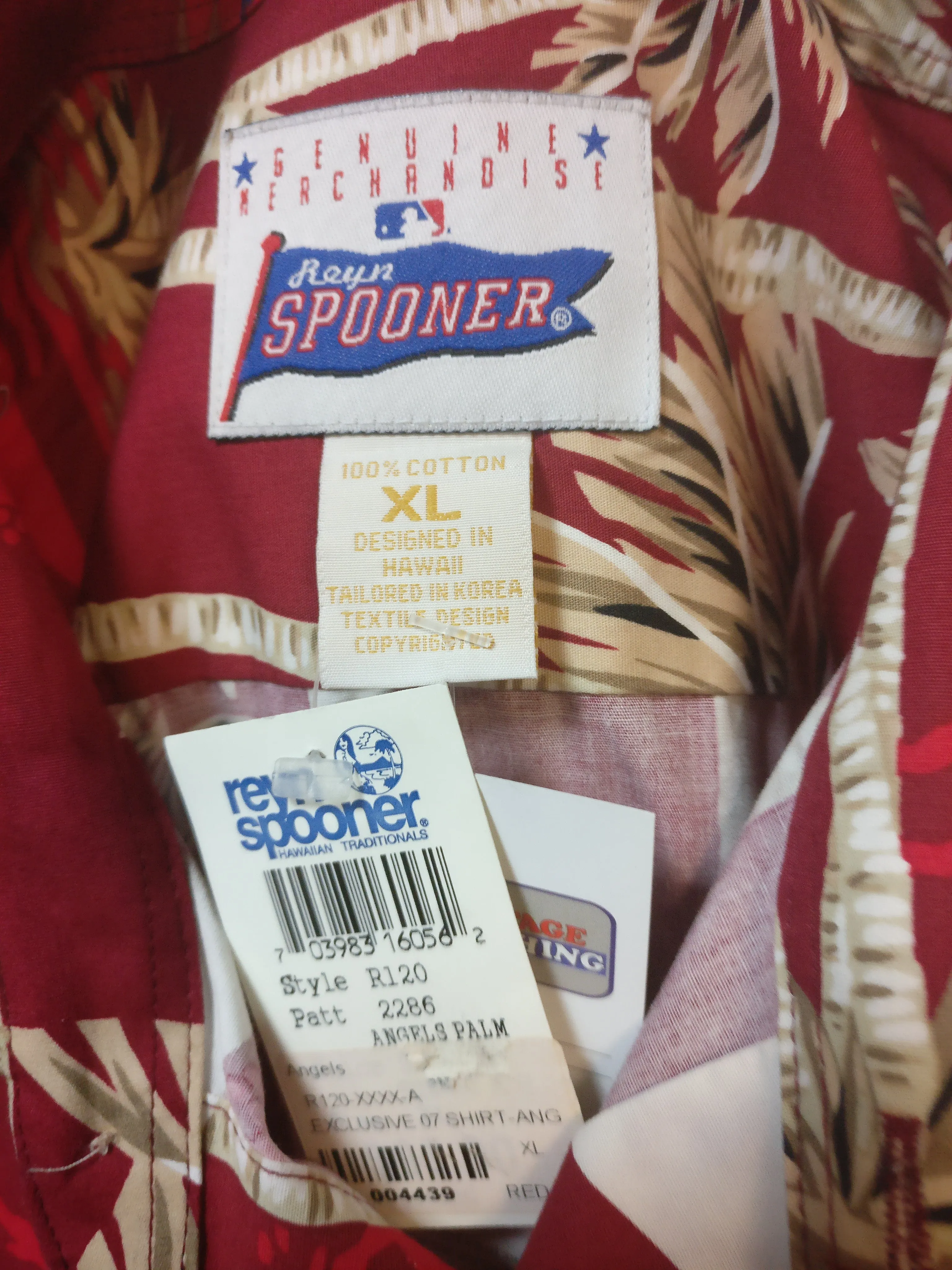 Vtg ANAHEIM ANGELS MLB Reyn Spooner Cotton Hawaiian Shirt XL Deadstock