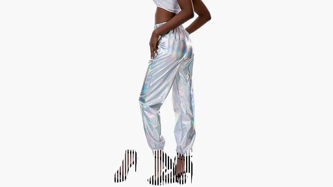 Women's Pants Cargo Pants Loose Pants Hip Hop Dance Costumes Spicy Girls Laser Holographic Shiny 1980s Silver Black Golden Pink Brown